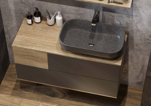 Раковина-чаша Aquaton Лола 60 1A73313KLK210 Графит искусственный камень (литьевой мрамор) накладная