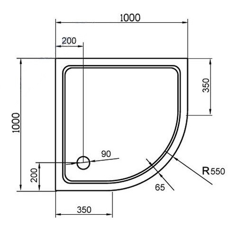 Душевой поддон из стеклокомпозита Cezares Tray SMC 100x100 TRAY-M-R-100-550-35-W Белый