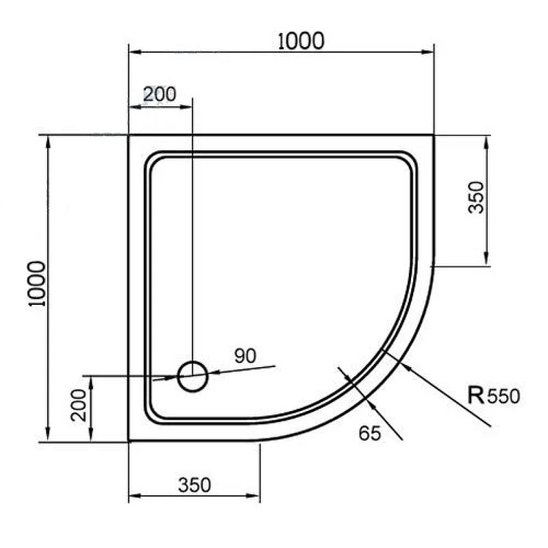 Душевой поддон из стеклокомпозита Cezares Tray SMC 100x100 TRAY-M-R-100-550-35-W Белый