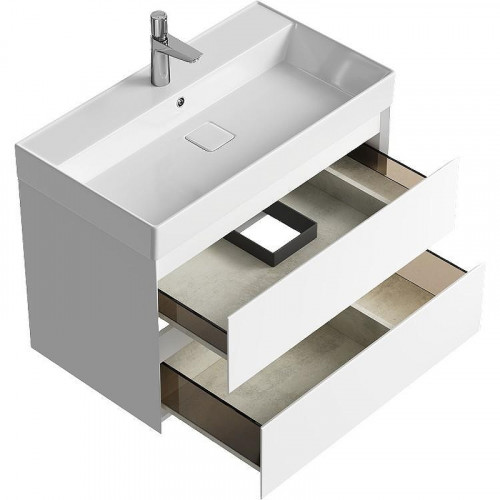 Тумба под раковину Aqwella Geometria 80 GE01082WM подвесная Белая матовая