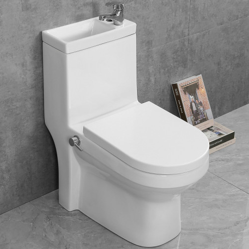 Унитаз биде Laguraty 8074AC с раковиной и смесителем с бачком и сиденьем Микролифт фаянс напольный