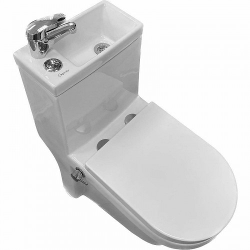 Унитаз биде Laguraty 8074AC с раковиной и смесителем с бачком и сиденьем Микролифт фаянс напольный