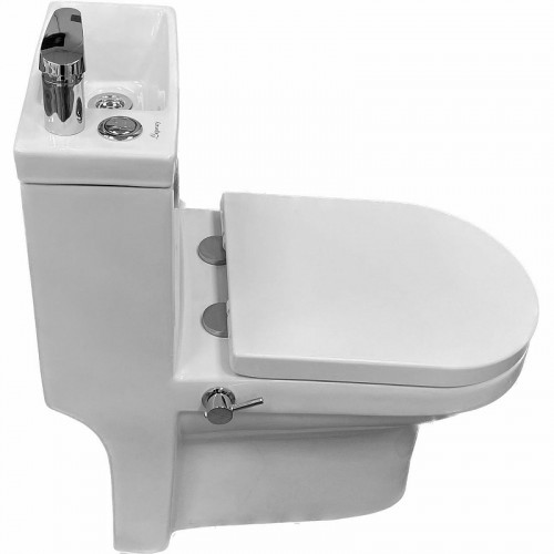 Унитаз биде Laguraty 8074AC с раковиной и смесителем с бачком и сиденьем Микролифт фаянс напольный