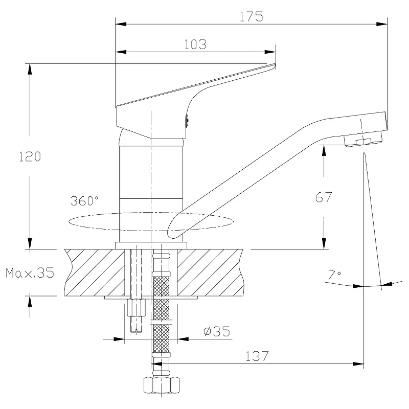Смеситель для раковины Rossinka RS29-22 Хром
