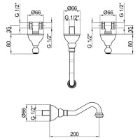 Смеситель для раковины Webert Dorian DO750404010 Золото встраиваемый