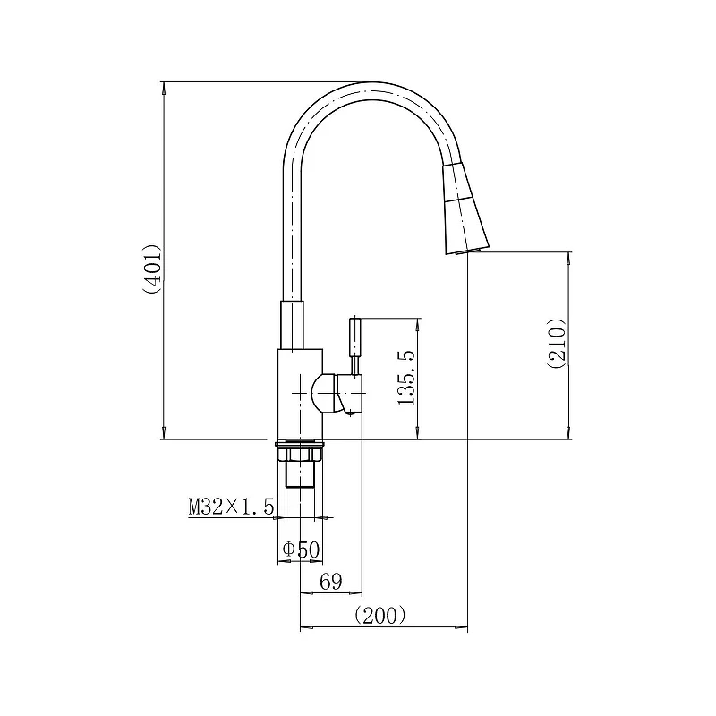 Смеситель для кухни Fashun A4053+B17 цвет Хром Серый