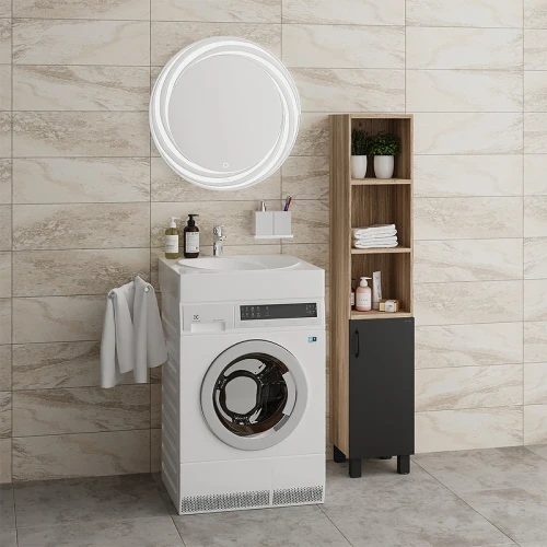 Раковина Grossman Neo 60 2606001 на стиральную машину Белая искусственный камень (литьевой мрамор) подвесная, на стиральную машину