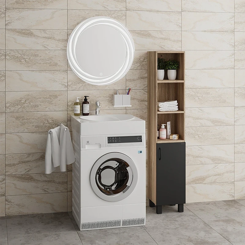 Раковина Grossman Neo 60 2606001 на стиральную машину Белая искусственный камень (литьевой мрамор) подвесная, на стиральную машину
