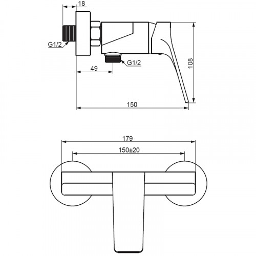 Смеситель для душа Damixa Merkur 402000000 Хром латунь на стену