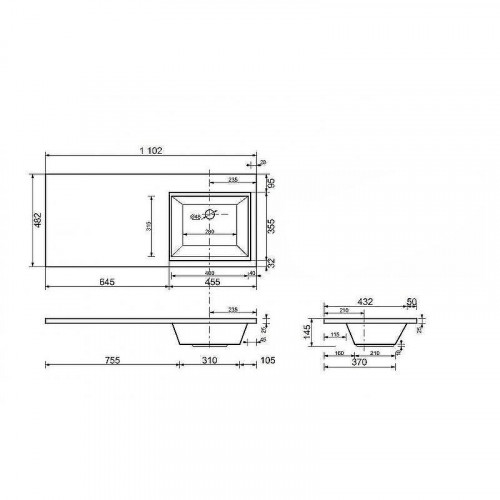 Раковина Style Line Estetus Даллас 110 R СС-00002393 с местом под стиральную машину Белая