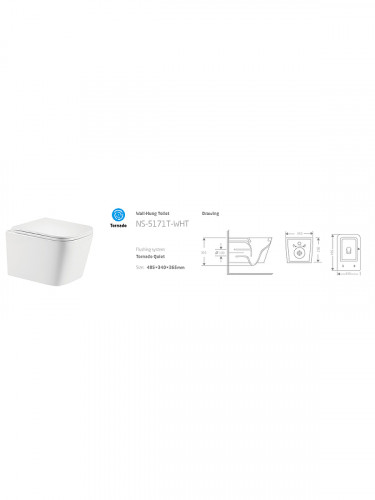 Унитаз River GUDZON 485 WT 10000013702 подвесной цвет Белый с сиденьем микролифт