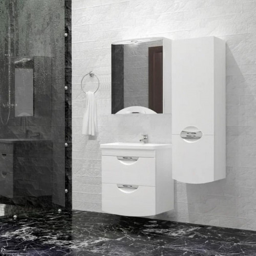 Тумба под раковину Style Line Жасмин 2 50 Люкс Plus ЛС-000010039 подвесная Белый глянец МДФ / ЛДСП