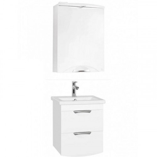 Тумба под раковину Style Line Жасмин 2 50 Люкс Plus ЛС-000010039 подвесная Белый глянец МДФ / ЛДСП