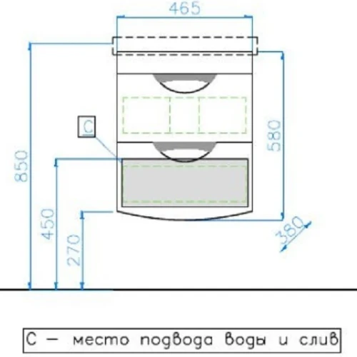 Тумба под раковину Style Line Жасмин 2 50 Люкс Plus ЛС-000010039 подвесная Белый глянец МДФ / ЛДСП