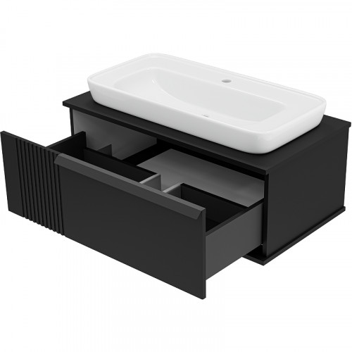 Тумба с раковиной Brevita Savoy 90 УТ000014896 подвесная Черная матовая МДФ / ЛДСП