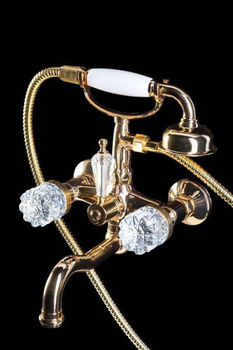 Смеситель для ванны Boheme Crystal 293-CRST Золото латунь на стену