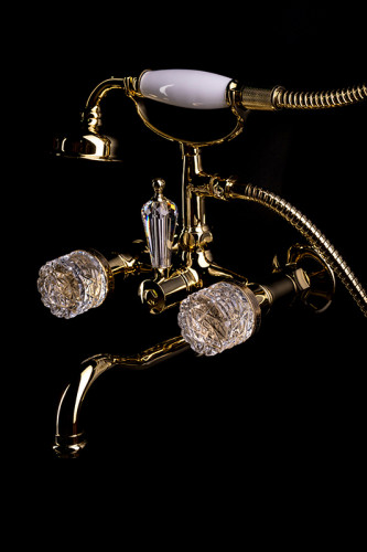 Смеситель для ванны Boheme Crystal 293-CRST Золото латунь на стену