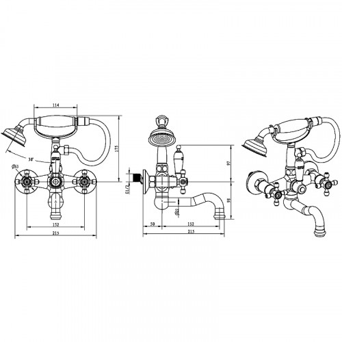 Смеситель для ванны Boheme Crystal 293-CRST Золото латунь на стену