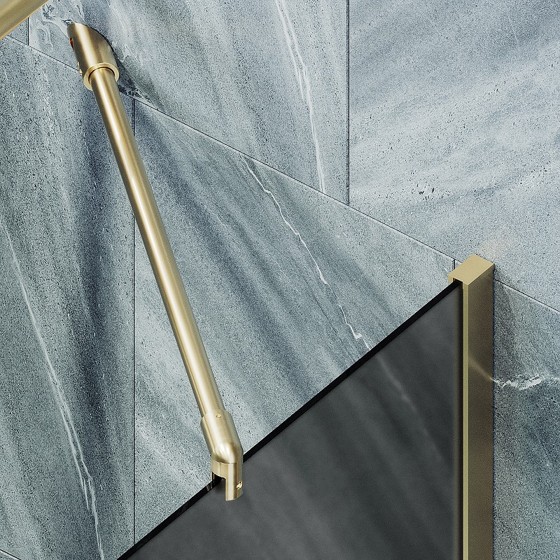 Шторка на ванну Maybah Glass MGV-86-3ш 600x1400 в широком профиле Золото стекло графитовое матовое