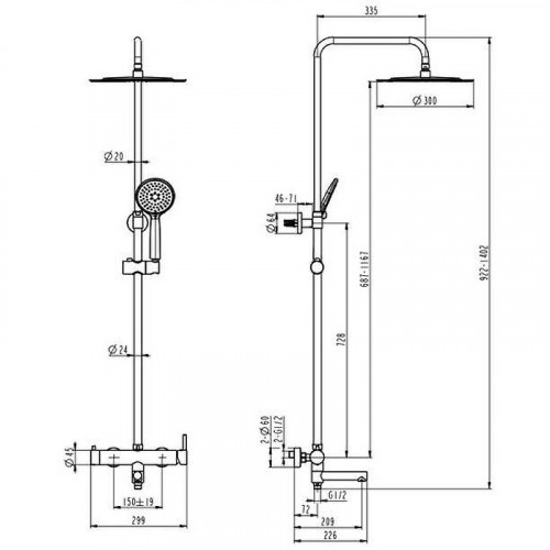 Душевая система Caprigo Don 53-315-ner Черная матовая