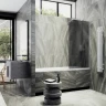 Шторка на ванну Maybah Glass MGV-141-1у 540x1400 в узком профиле Белый стекло графитовое матовое