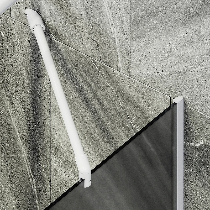 Шторка на ванну Maybah Glass MGV-141-1у 540x1400 в узком профиле Белый стекло графитовое матовое
