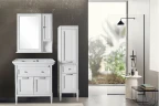 Комплект мебели для ванной ASB-Woodline Гранда 85 Белый с патиной Серебро массив дерева