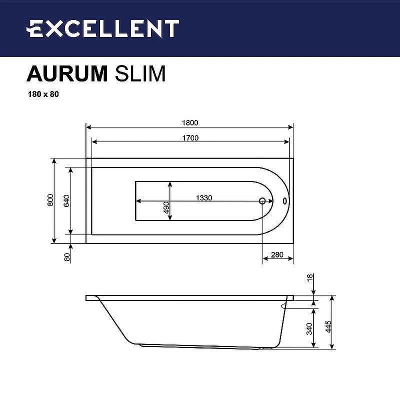 Акриловая ванна Excellent Aurum Slim 180x80 WAEX.AUR18S.LUX.CR с гидромассажем