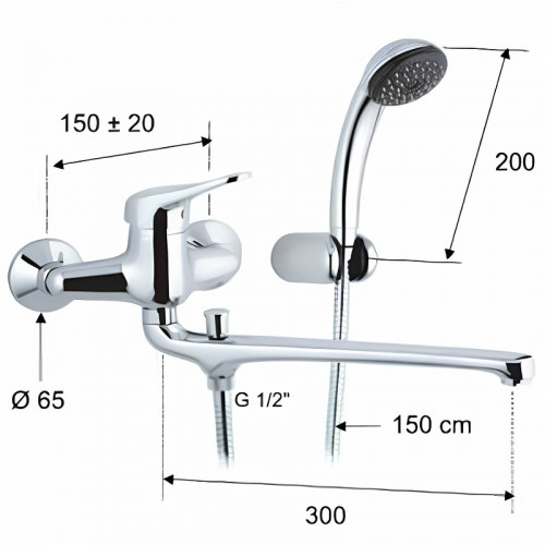 Смеситель для ванны Remer Kiss K494 универсальный Хром латунь на стену