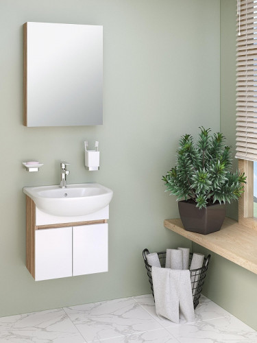 Тумба под раковину Runo Лада 50 00-00004577 подвесная цвет Блэквуд Белый