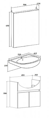 Тумба под раковину Runo Лада 50 00-00004577 подвесная цвет Блэквуд Белый