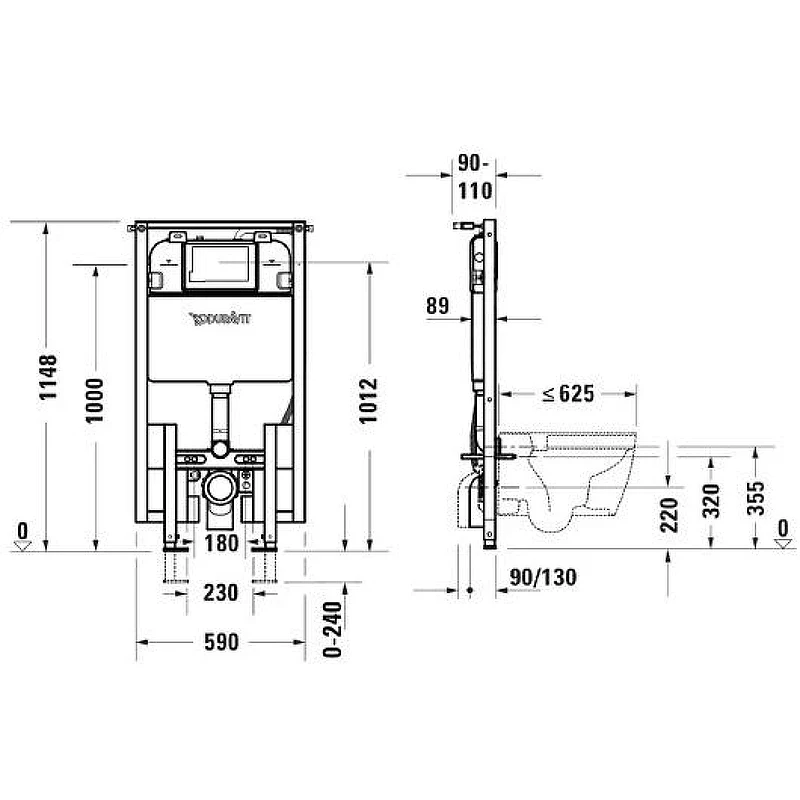 Инсталляция для унитаза Duravit DuraSystem WD1021000060 без клавиши смыва