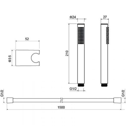 Душевой гарнитур Aquatek Европа 1 jet AQ2034CR Хром