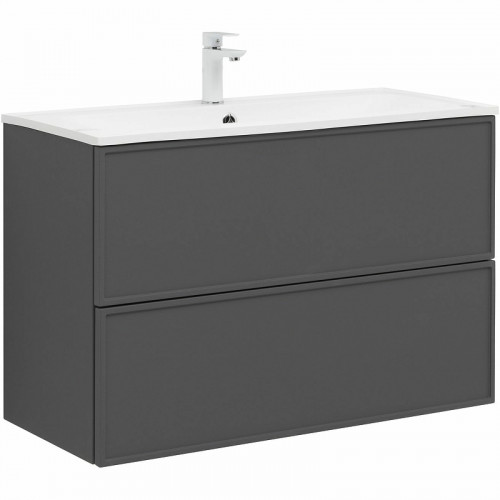 Тумба под раковину Aquanet Арт 90 329613 подвесная Ясень графит МДФ / ЛДСП