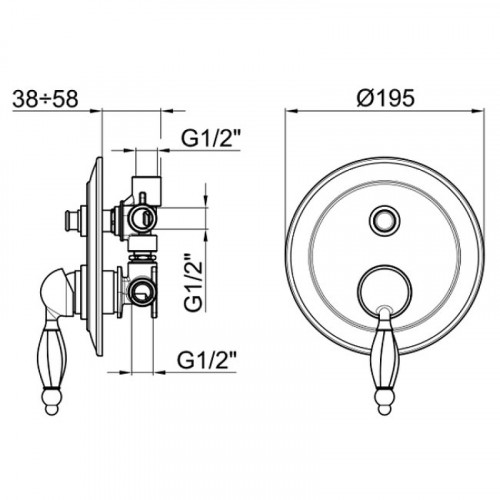 Смеситель для душа Webert Alexandra AL860101065 Бронза встраиваемый