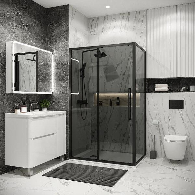 Душевой уголок Grossman Cosmo 110x100 120.K33.02.1110.21.10 профиль Черный матовый стекло тонированное