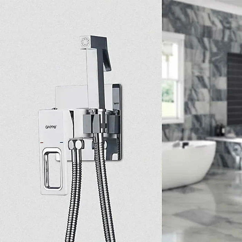Гигиенический душ со смесителем Gappo G7217-8 Белый Хром латунь встраиваемый