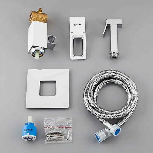 Гигиенический душ со смесителем Gappo G7217-8 Белый Хром латунь встраиваемый