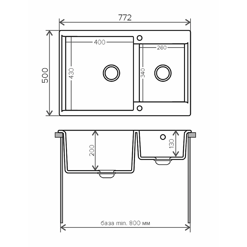 Кухонная мойка Polygran Brig-772 №302 621510 Песочная искусственный камень (литьевой мрамор) встраиваемый