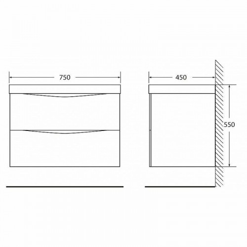 Тумба под раковину BelBagno Marino 75 MARINO-750-2C-SO-BO-P подвесная Bianco Opaco МДФ / ЛДСП