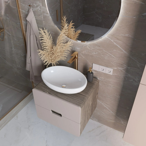 Тумба под раковину 1MarKa Vortex 60П Ц0000033056 подвесная цвет Орех каньон коньяк Латте фактурный