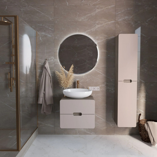 Тумба под раковину 1MarKa Vortex 60П Ц0000033056 подвесная цвет Орех каньон коньяк Латте фактурный