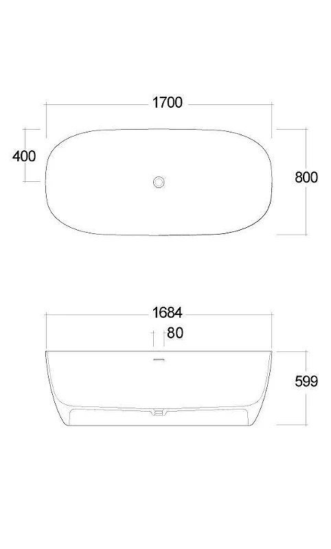 Ванна из искусственного камня Kludi Resa S 170x80 53BF02O2 цвет Серо-бежевый матовый