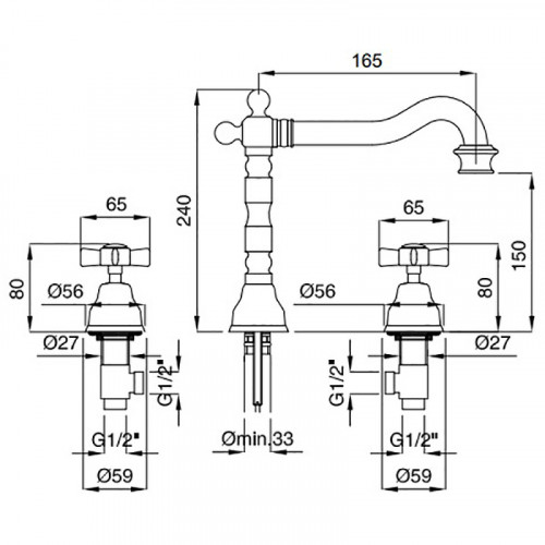 Смеситель для раковины Migliore Princeton 19371 Состаренный хром латунь