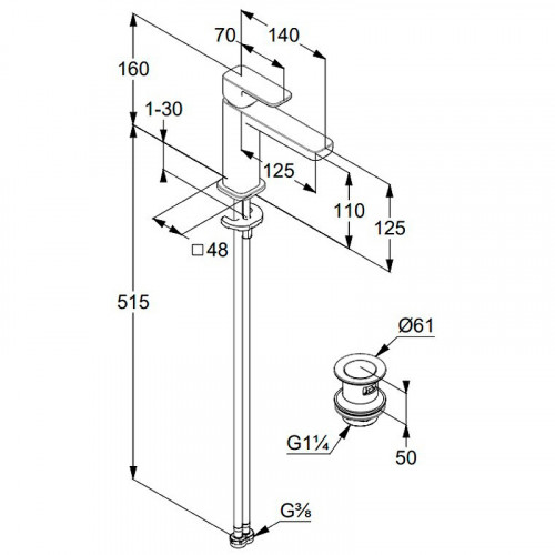 Смеситель для раковины Kludi Renon 422880575 Хром латунь
