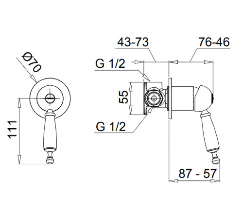 Смеситель для душа Migliore Oxford 19137 Хром латунь встраиваемый