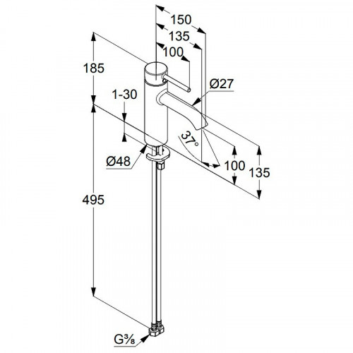 Смеситель для раковины Kludi Bozz 38282N076 Золото брашированное латунь
