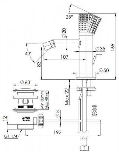 Смеситель для биде Remer Celebrity CEC20 цвет Хром