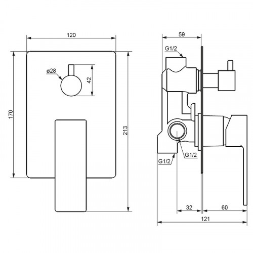 Смеситель для душа Damixa Gala 537100000 Хром латунь встраиваемый