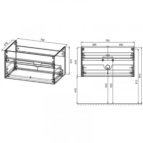 Тумба под раковину Vincea Chiara 80 VMC-2C800GS подвесная G.Stone МДФ / ЛДСП